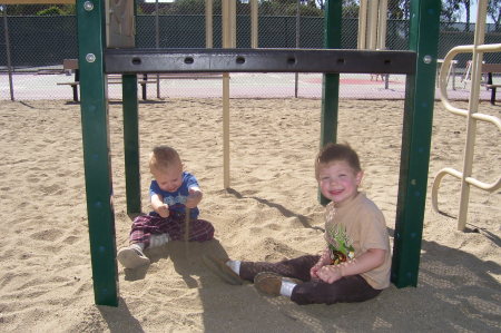 Logan & Reed at our neighborhood playground