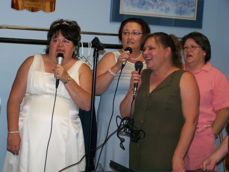 Blair girls singing at Melody's reception
