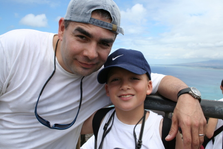 PJ and dad in Oahu, 2005.