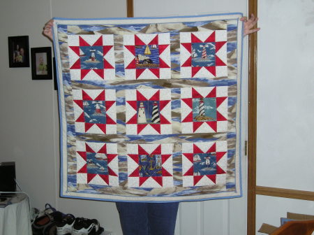 Lighthouse quilted throw