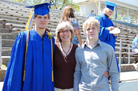 With my sons at Mark's graduation, June, 2008