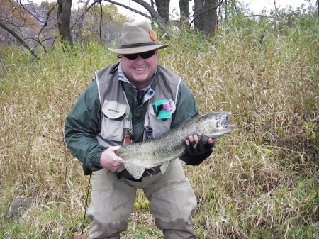 Gordon fishing for salmon in Wisconsin 2005