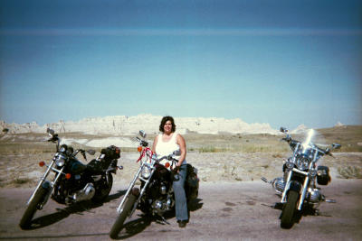 me and the bike in the Badlands, S.D.