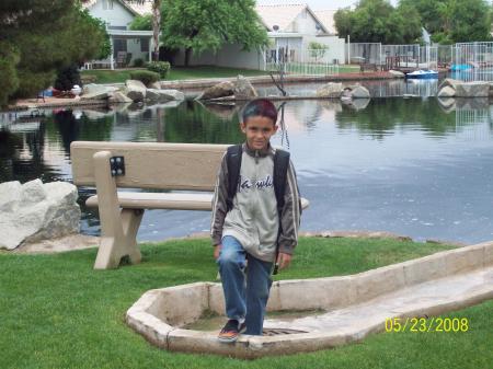 My 4th son Tyler in front of my house! (age 9)