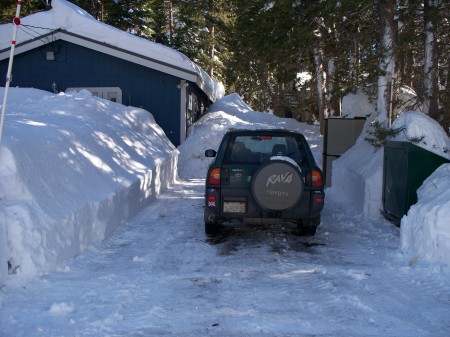 my driveway,car and house in Tahoe