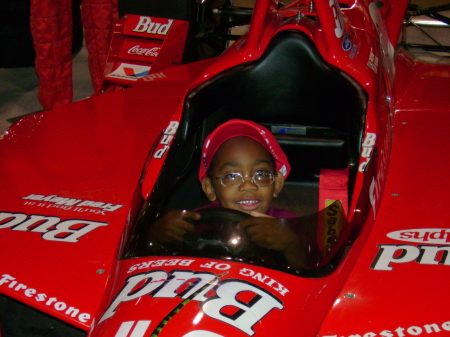 My son, the wannabe race car driver!