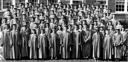 CHS Class of 1958 in caps and gowns