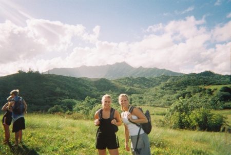 Steph and our friend hiking in Hawaii