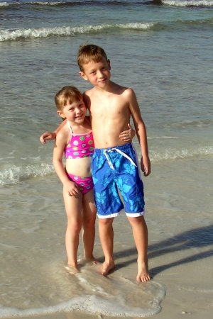 connor and courtney on beach