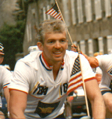 Mike cycling across France 1988