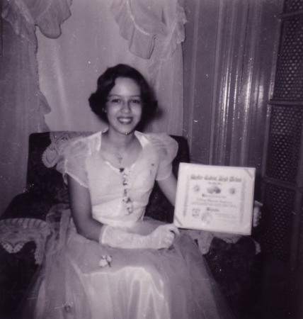 Lily graduating from 8th grade,  1952