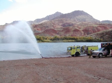 me pump testing a fire truck at grand cyn.AZ.