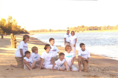 family on beach