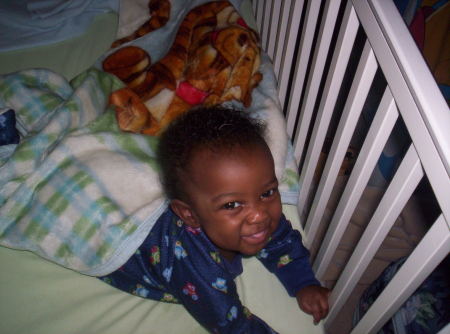 my son in babybed