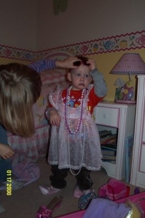 Kaelen playing dress up - about 2 yrs