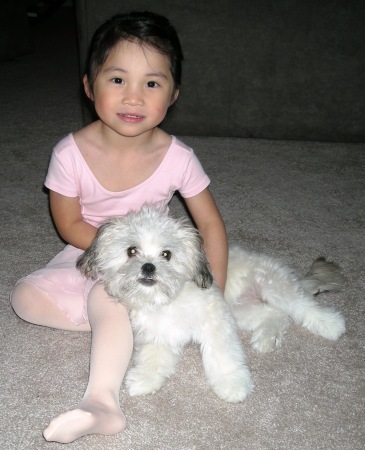daughter, Jade Chun'an, and Peke-a-Poo, Fu Dog
