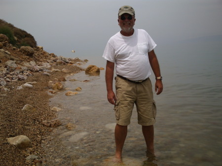Chris standing in the Dead Sea