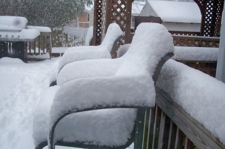 The chairs on the deck.