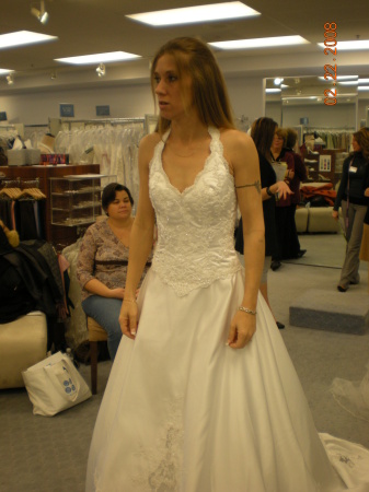 Front view of Heather's wedding dress