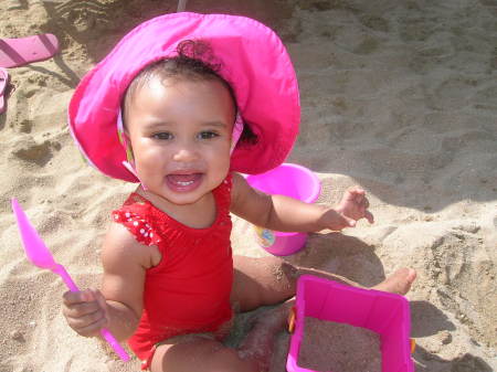 Eden playing in the sand