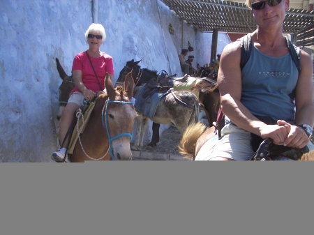 riding a donkey with my Mom in Turkey
