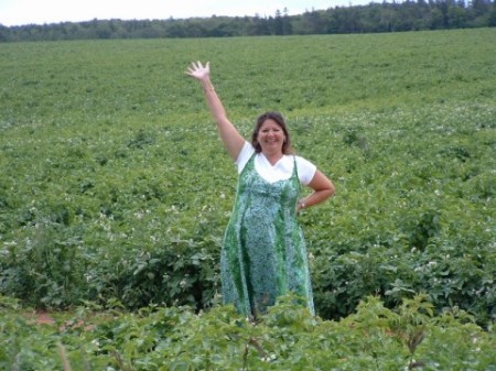 waving "hello" from potato field on PEI