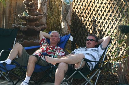 Brother-in-law Ron and I kicking back