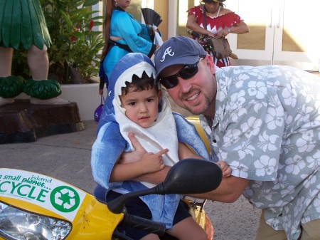 Halloween downtown Lahaina, Maui w/son Logan