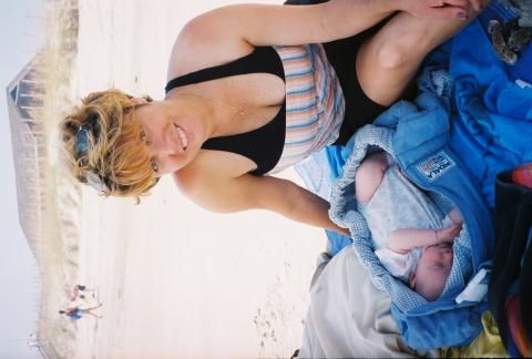 Zoey's first day at the beach with Aunty Barbara