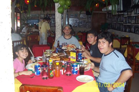 My family eating in Mazatlan, Mexico