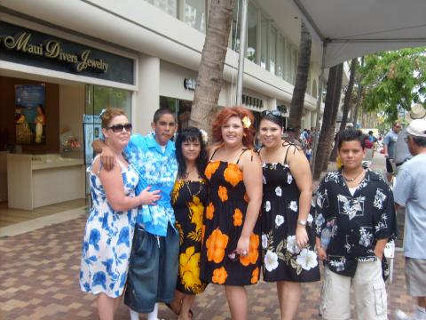 Posing in front of Outrigger Hotel