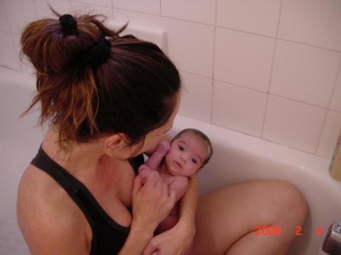 Bathing my Granddaughter 4 the 1st time