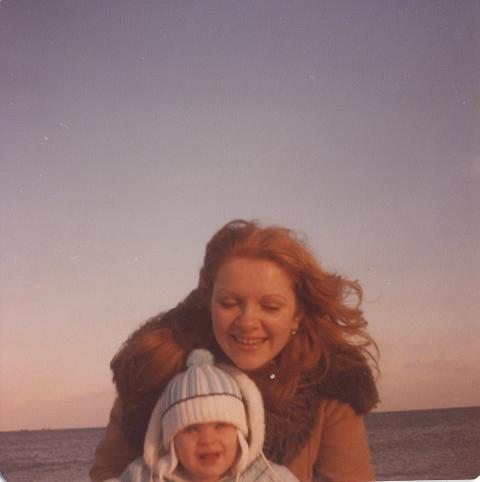 1977 w/son on beach