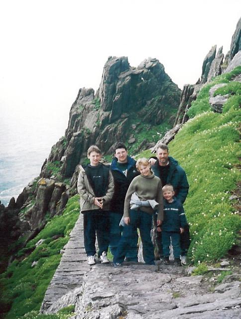 Wayne & kids Skelig Island, Ireland