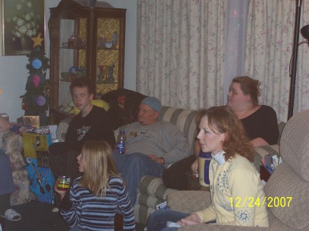 Family gathered at Mom's during Christmas