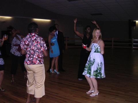 On the dance floor!