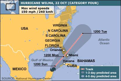 Hurricane Wilma map