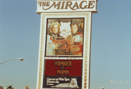 Billboard at the Mirage Hotel and Casino.