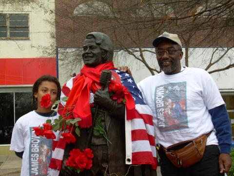 Frank & Morgan at James Brown Statue-211