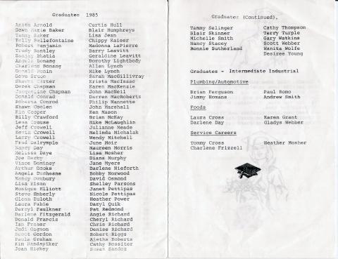 ESDH-1985 Grad Day handout - Pages 6 & 7 (grad list)