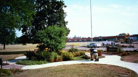 pausing at the Memorial Garden