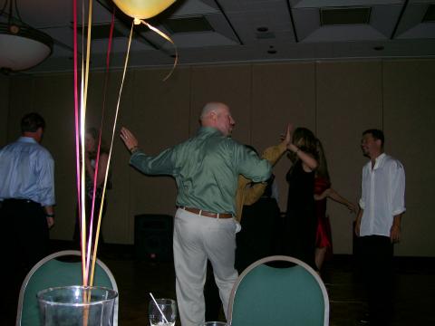 Steve Fohl dancing, Keith Severin far right
