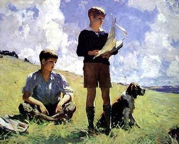 Brittany and two boys - Frank Weston Benson