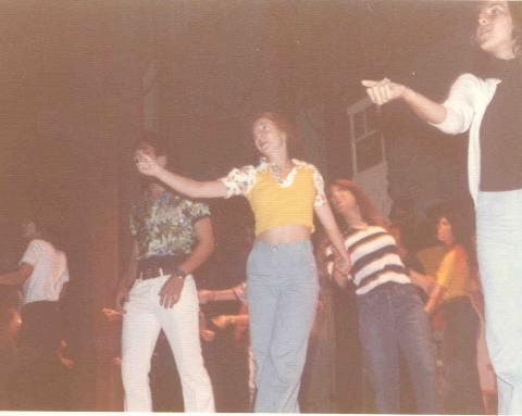 birdie rehearsal 1974 - l-r-jeri, jim, helene, lynn, elena
