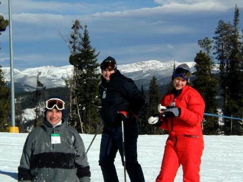 Sarah & Elizabeth skiing w/ a friend