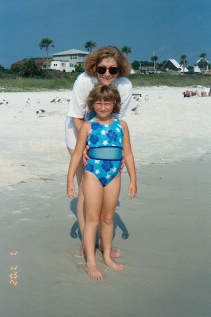 Mommy-Sarah at beach 2002