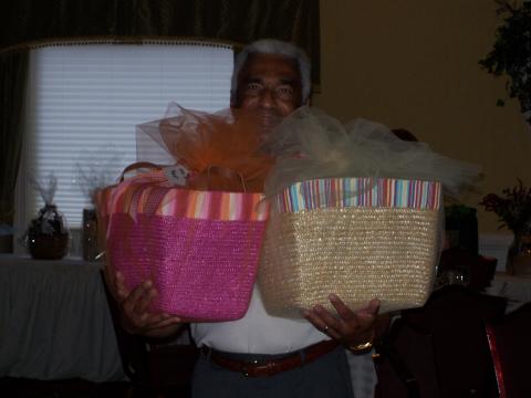 Tony Burton with raffle baskets