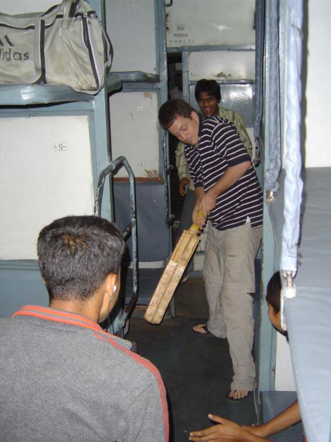 A little game of Cricket on the train!!!