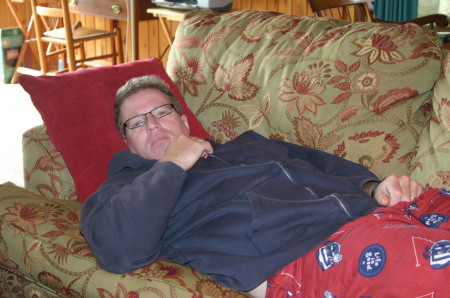 my husband, Peter, relaxing...