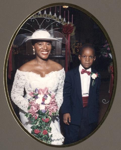 Loretta and Ringbearer, Oliver on August 5, 1995